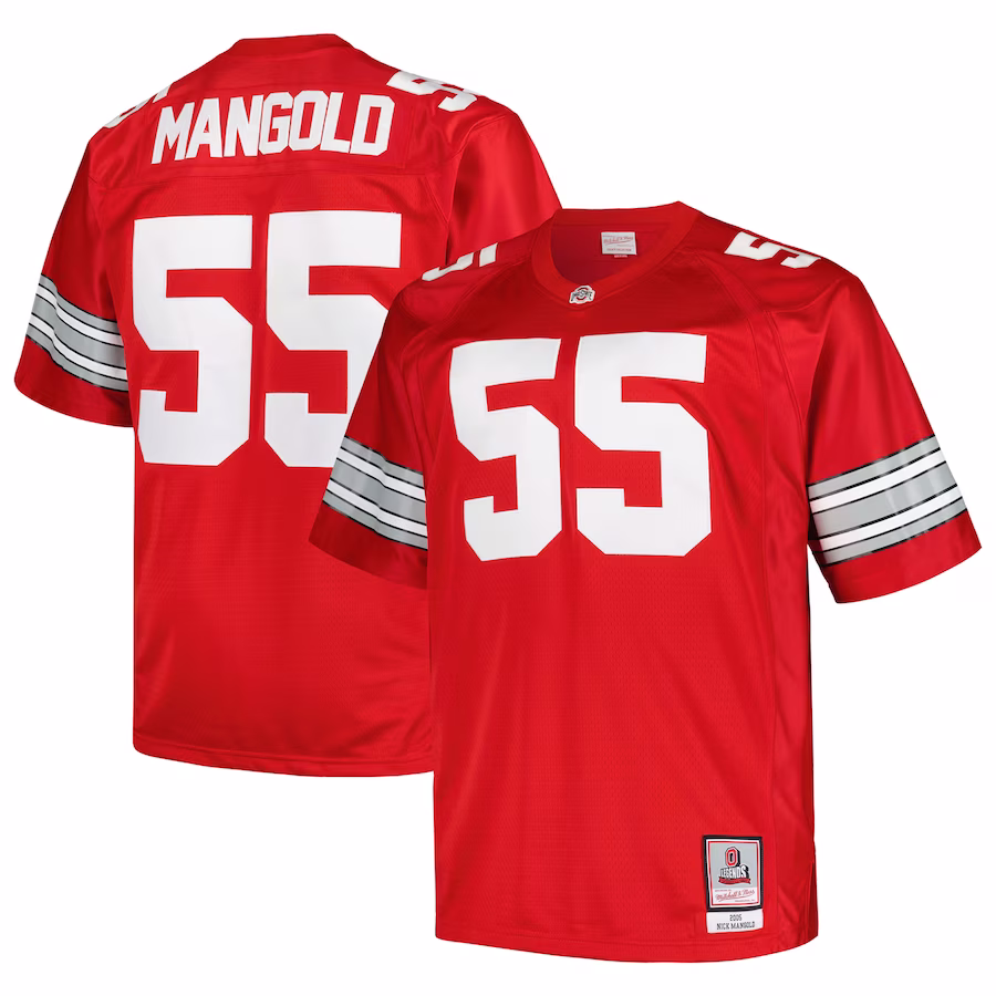 Nick Mangold Ohio State Buckeyes Mitchell & Ness Big & Tall Legacy Jersey - Scarlet - U-jersey