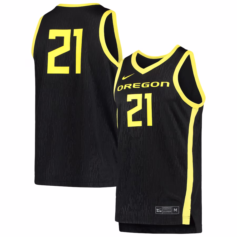 #21 Oregon Ducks Nike Team Replica Basketball Jersey - Black - U-jersey