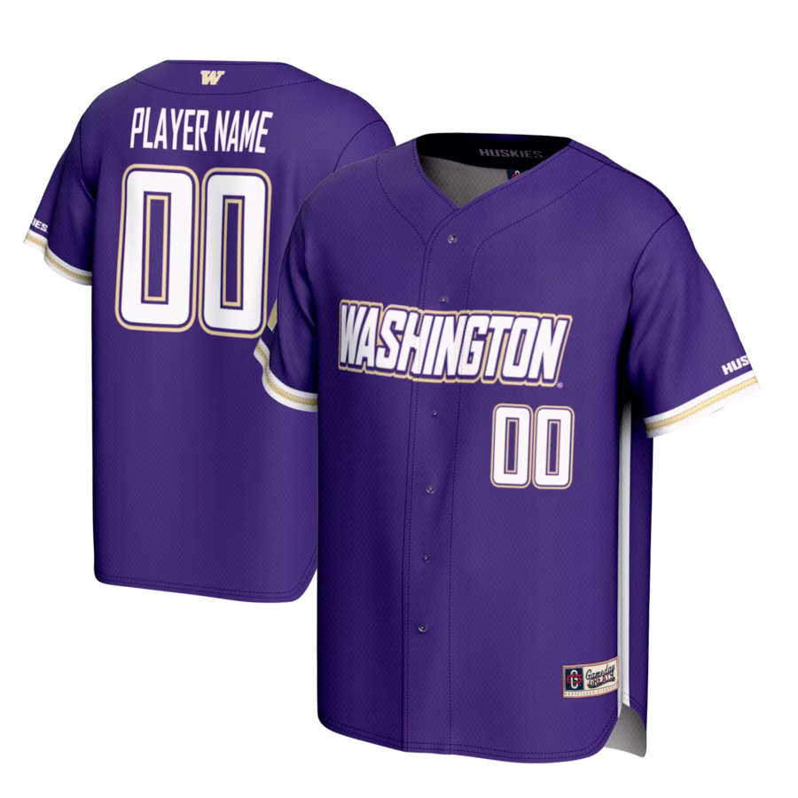 Washington Huskies GameDay Greats Youth NIL Pick-A-Player Lightweight Baseball Jersey - Purple - U-jersey