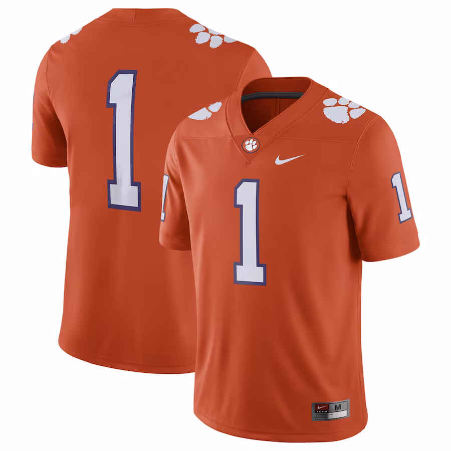 Clemson Tigers Nike #1 Home Game Jersey - Orange - U-jersey