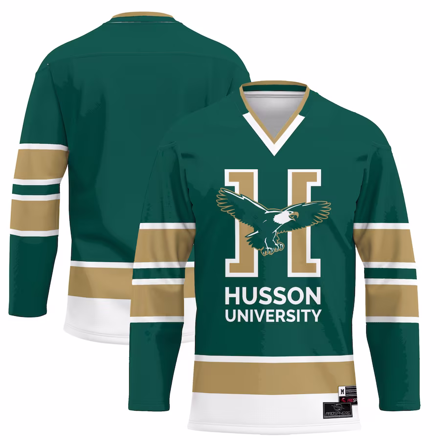 Husson University Eagles ProSphere Youth  Hockey Jersey - Green - U-jersey