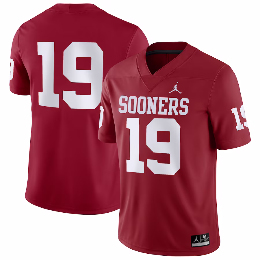 #19 Oklahoma Sooners Jordan Brand Game Jersey - Crimson - U-jersey