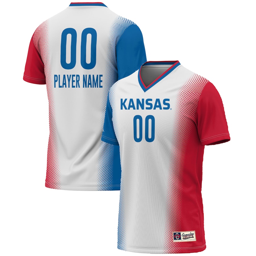 Kansas Jayhawks GameDay Greats Unisex NIL Pick-A-Player Lightweight Women's Soccer Jersey - White - U-jersey