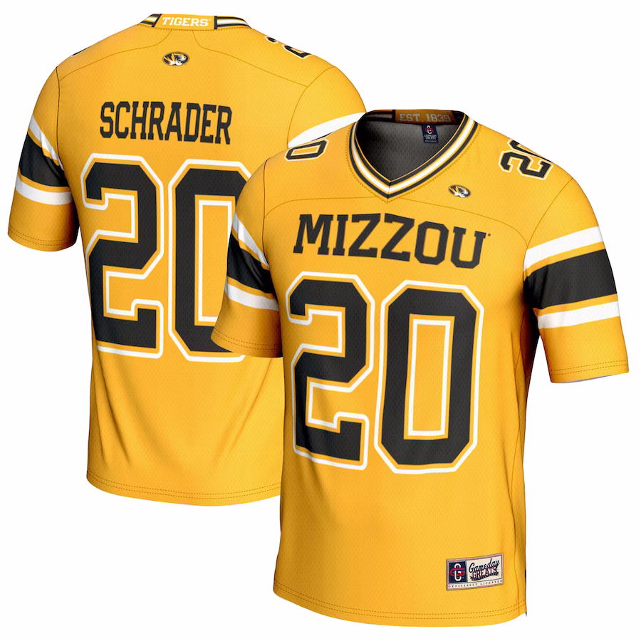 Cody Schrader Missouri Tigers GameDay Greats NIL Player Football Jersey - Gold - U-jersey