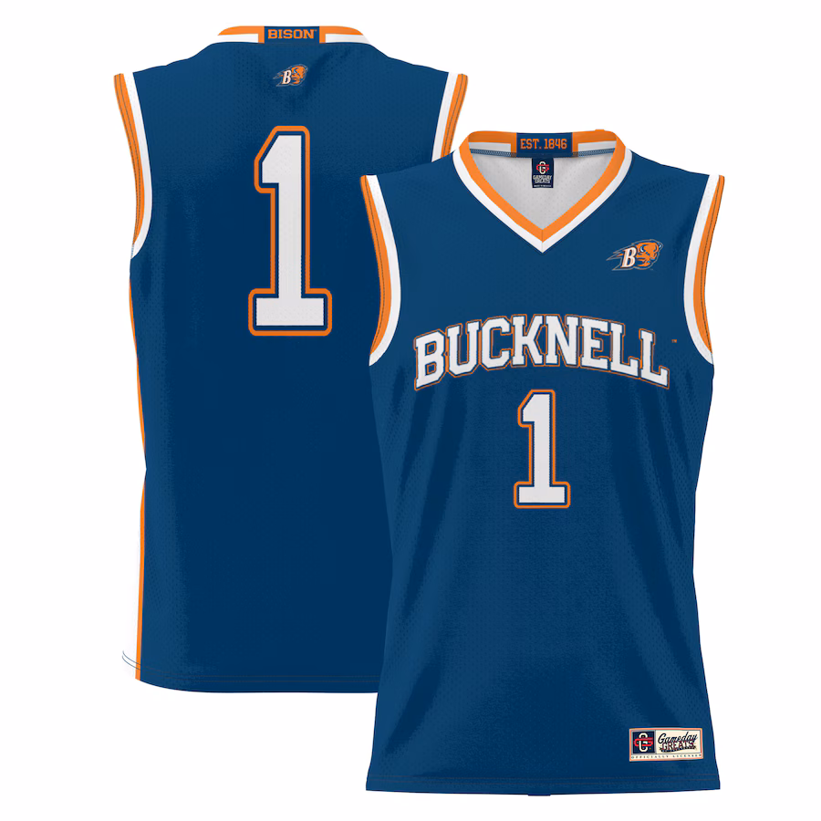 #1  Bucknell Bison GameDay Greats  Lightweight Basketball Jersey - Navy - U-jersey