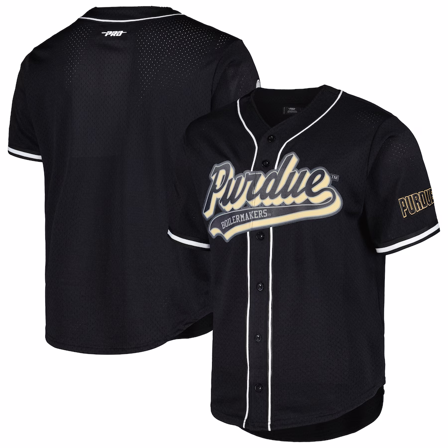Purdue Boilermakers Pro Standard Mesh Full-Button Replica Baseball Jersey - Black - U-jersey