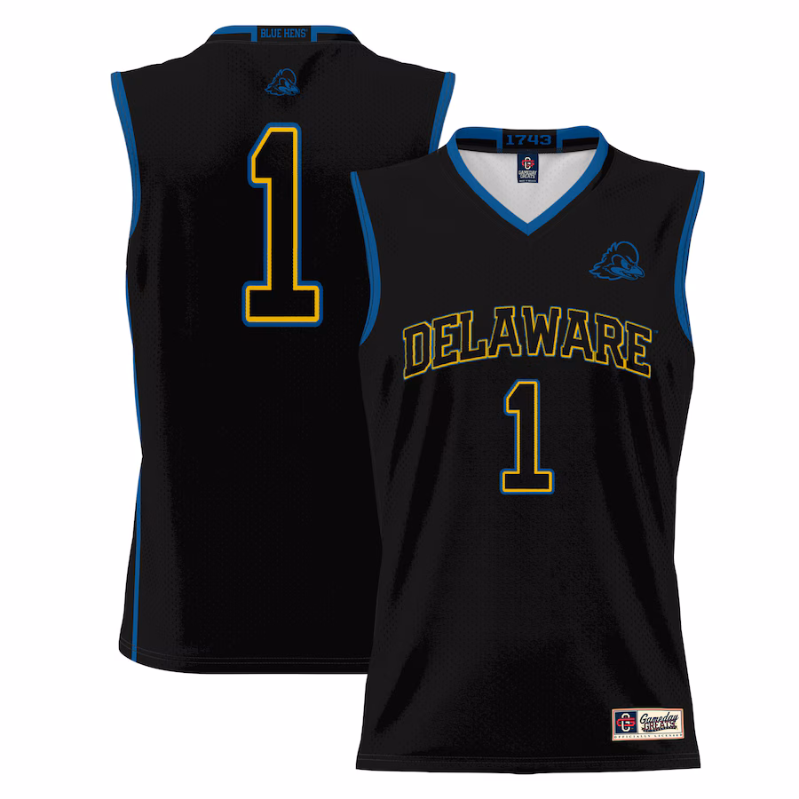 #1 Delaware Fightin' Blue Hens GameDay Greats Youth Lightweight Basketball Jersey - Black - U-jersey