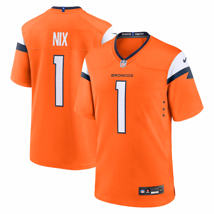 Men's Denver Broncos Bo Nix Nike Orange 2024 NFL Draft First Round Pick Player Game Jersey - U-jersey