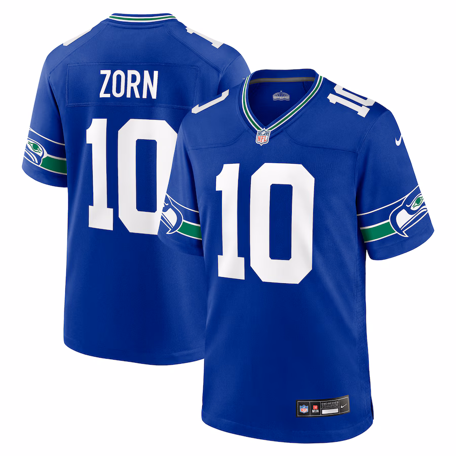 Men's Seattle Seahawks Jim Zorn Nike Royal Throwback Retired Player Game Jersey - U-jersey