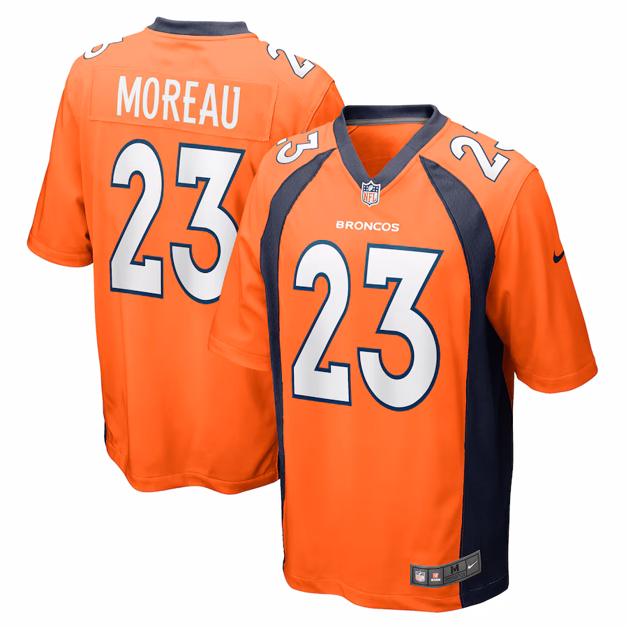 Men's Denver Broncos Fabian Moreau Nike  Orange Team Game Jersey - U-jersey