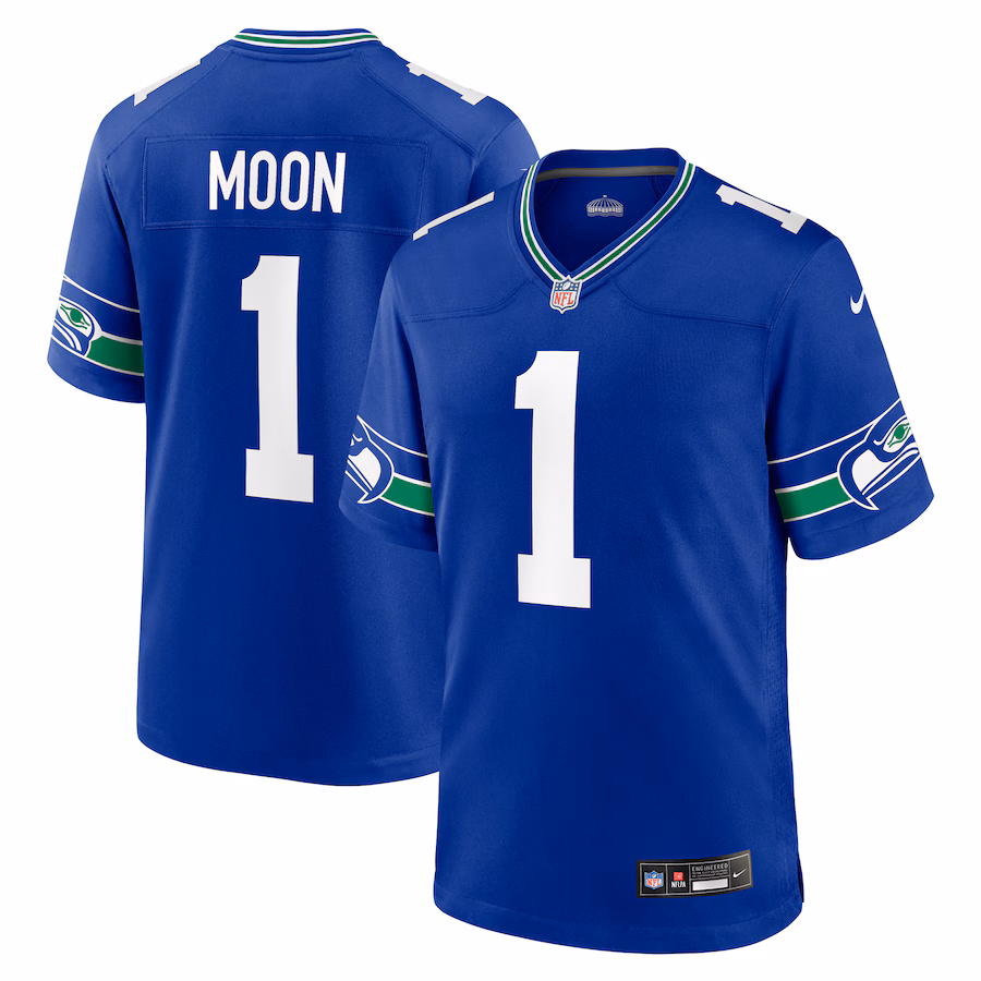 Men's Seattle Seahawks Warren Moon Nike Royal Throwback Retired Player Game Jersey - U-jersey