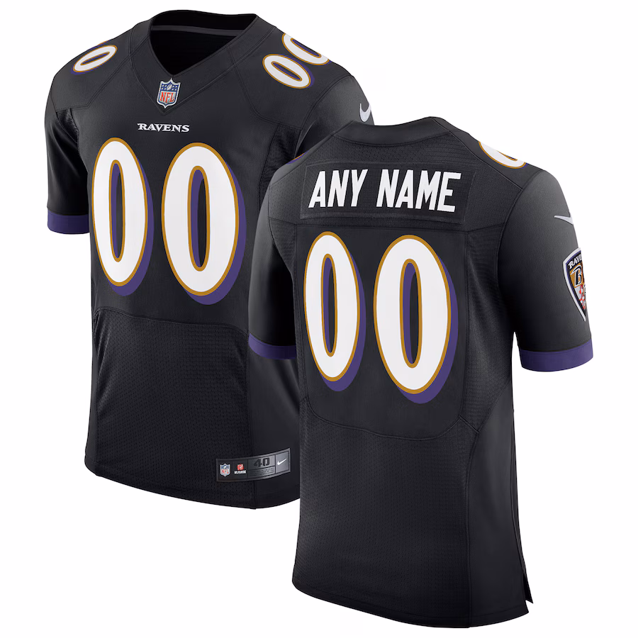 Men's Baltimore Ravens Nike Black Speed Machine Elite Custom Jersey - U-jersey