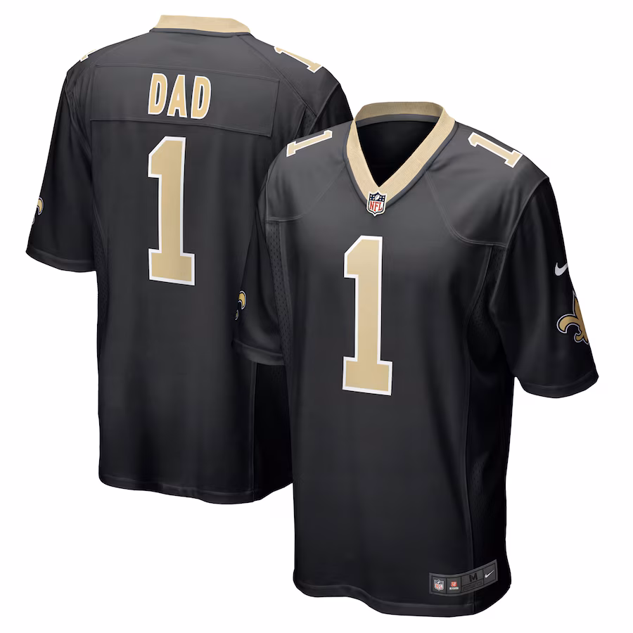 Men's New Orleans Saints Number 1 Dad Nike Black Game Jersey - U-jersey