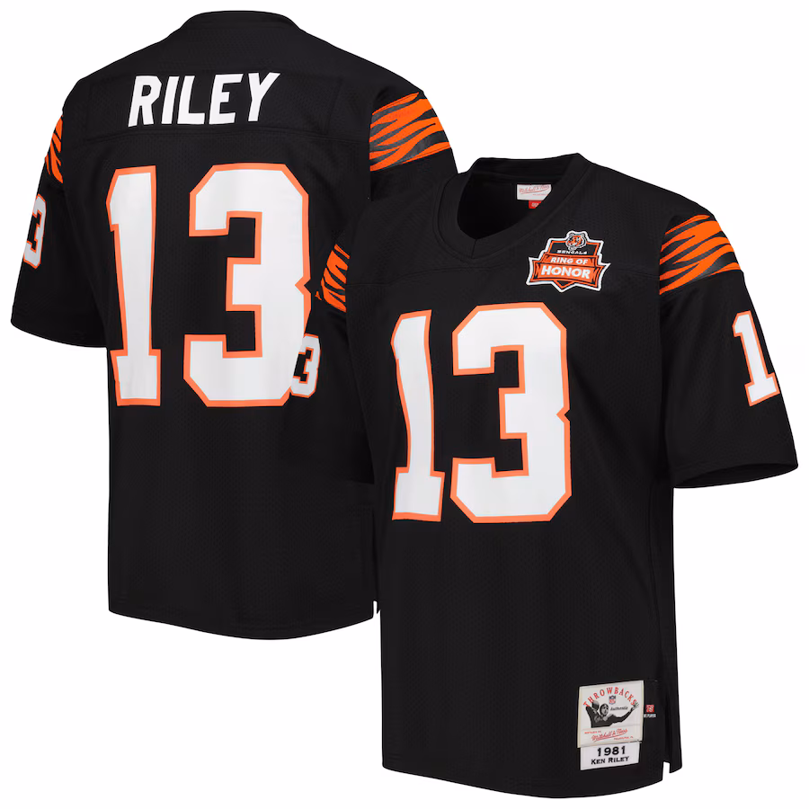Men's Cincinnati Bengals 1981 Ken Riley Mitchell & Ness Black Authentic Throwback Retired Player Jersey - U-jersey