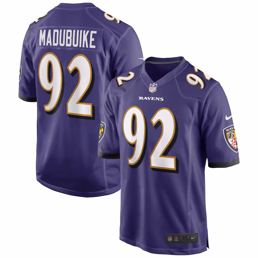 Men's Baltimore Ravens Justin Madubuike Nike Purple Game Player Jersey - U-jersey