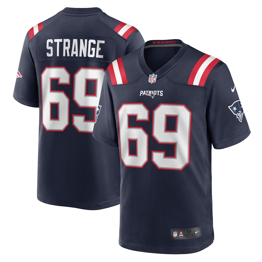 Men's New England Patriots Cole Strange Nike Navy Player Game Jersey - U-jersey