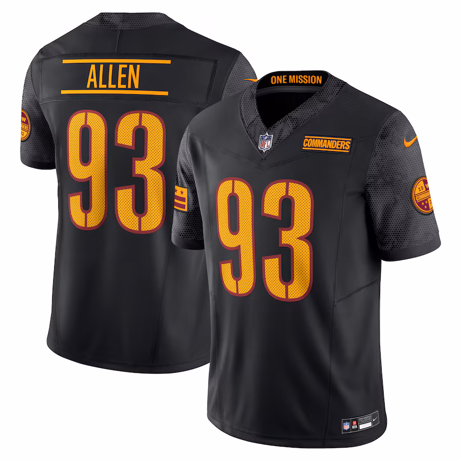 Men's Washington Commanders Jonathan Allen Nike Black Alternate Vapor F.U.S.E. Limited Jersey - U-jersey