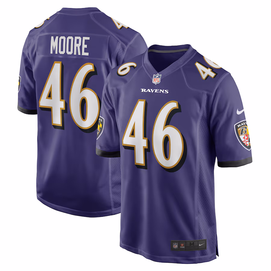 Men's Baltimore Ravens Nick Moore Nike Purple Game Jersey - U-jersey