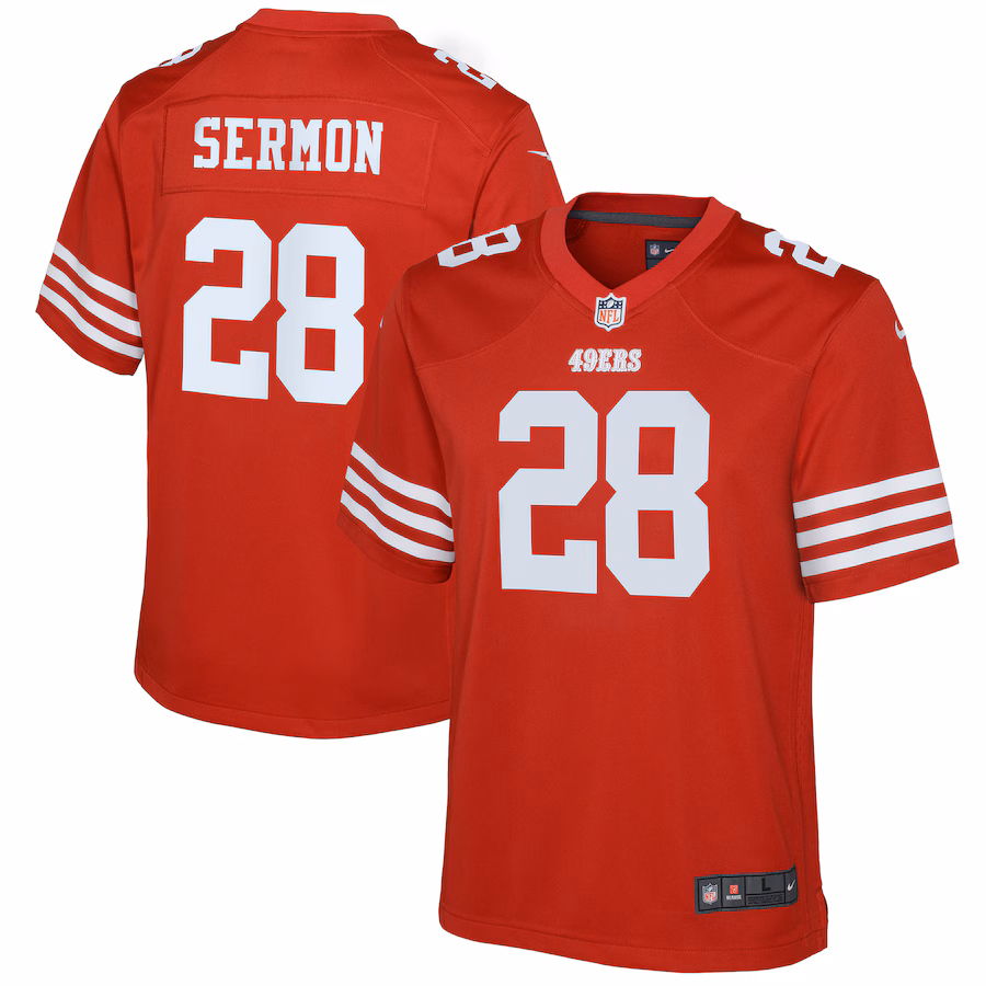 Youth San Francisco 49ers Trey Sermon Nike Scarlet Game Jersey - U-jersey