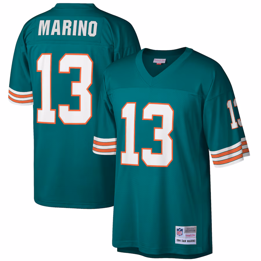 Men's Miami Dolphins Dan Marino Mitchell & Ness Aqua Big & Tall 1984 Retired Player Replica Jersey - U-jersey