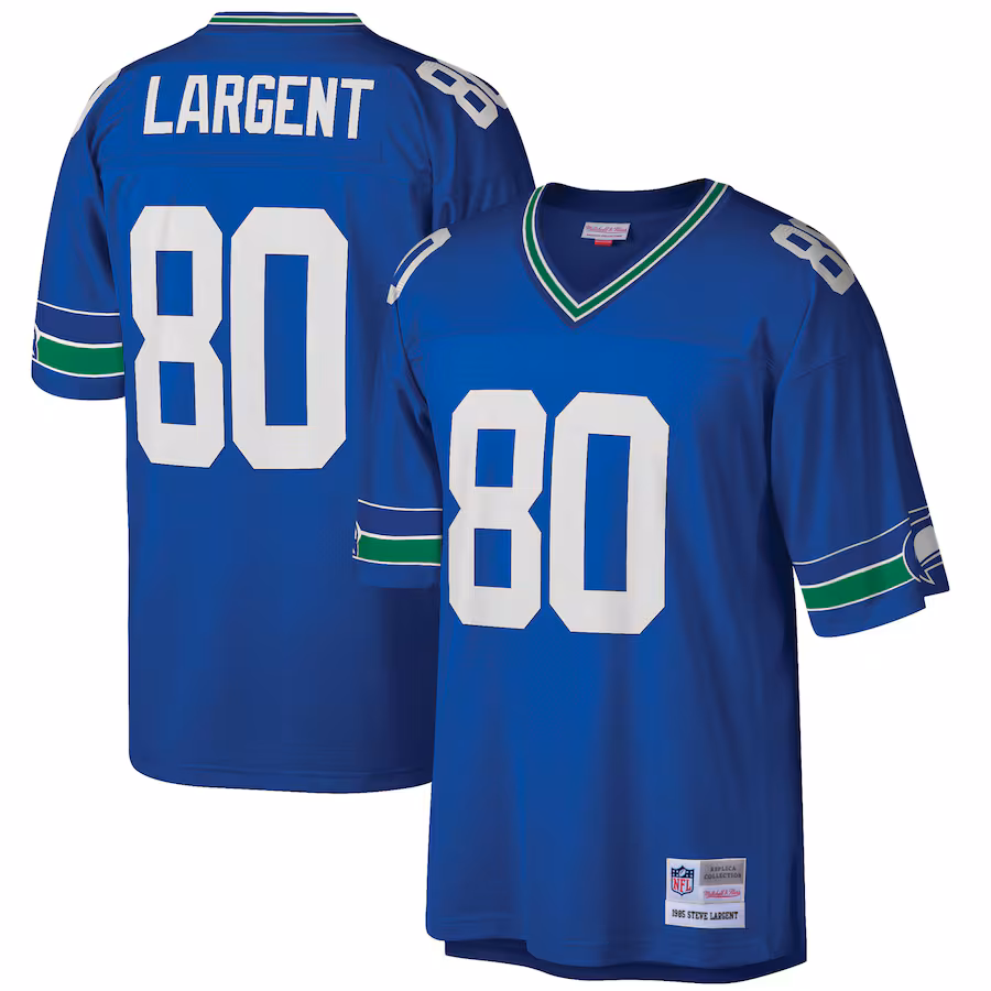 Men's Seattle Seahawks Steve Largent Mitchell & Ness Royal Big & Tall 1985 Retired Player Replica Jersey - U-jersey