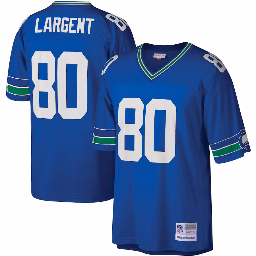 Men's Seattle Seahawks Steve Largent Mitchell & Ness Royal Legacy Replica Jersey - U-jersey