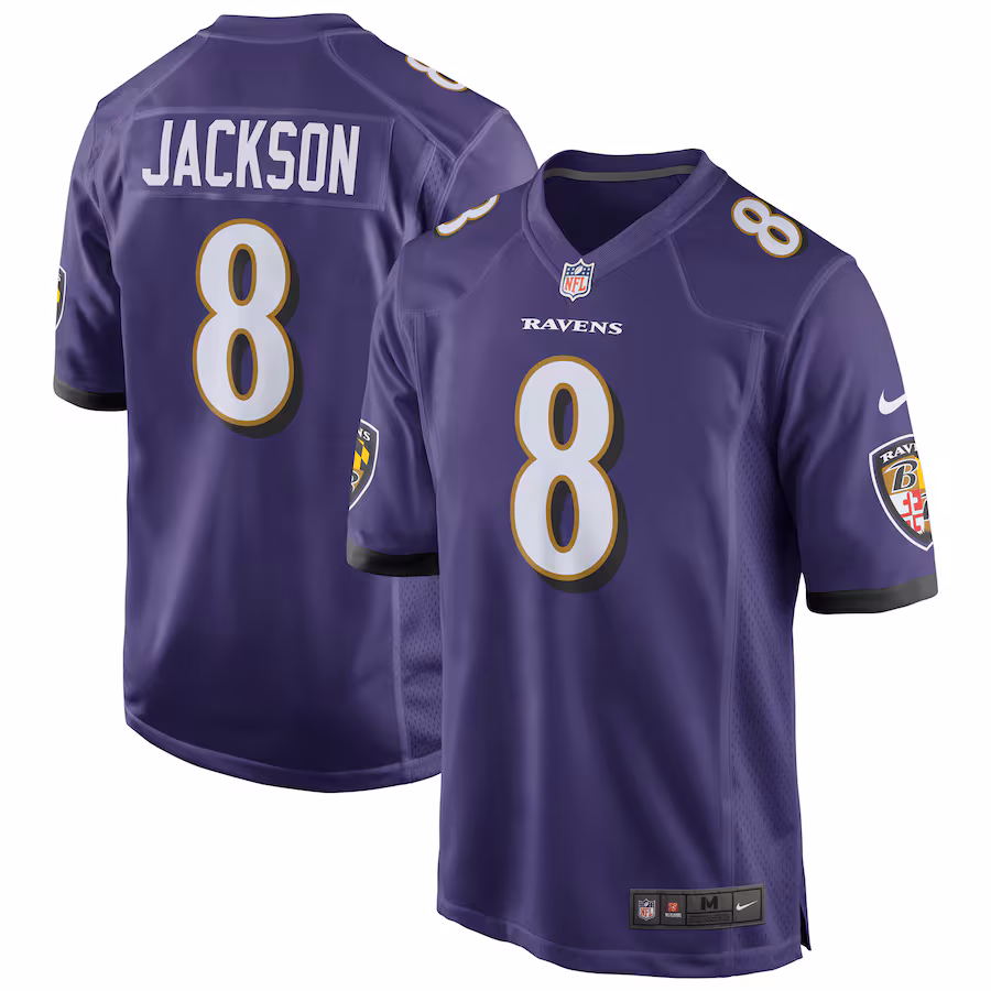 Men's Baltimore Ravens Lamar Jackson Nike Purple Game Jersey - U-jersey