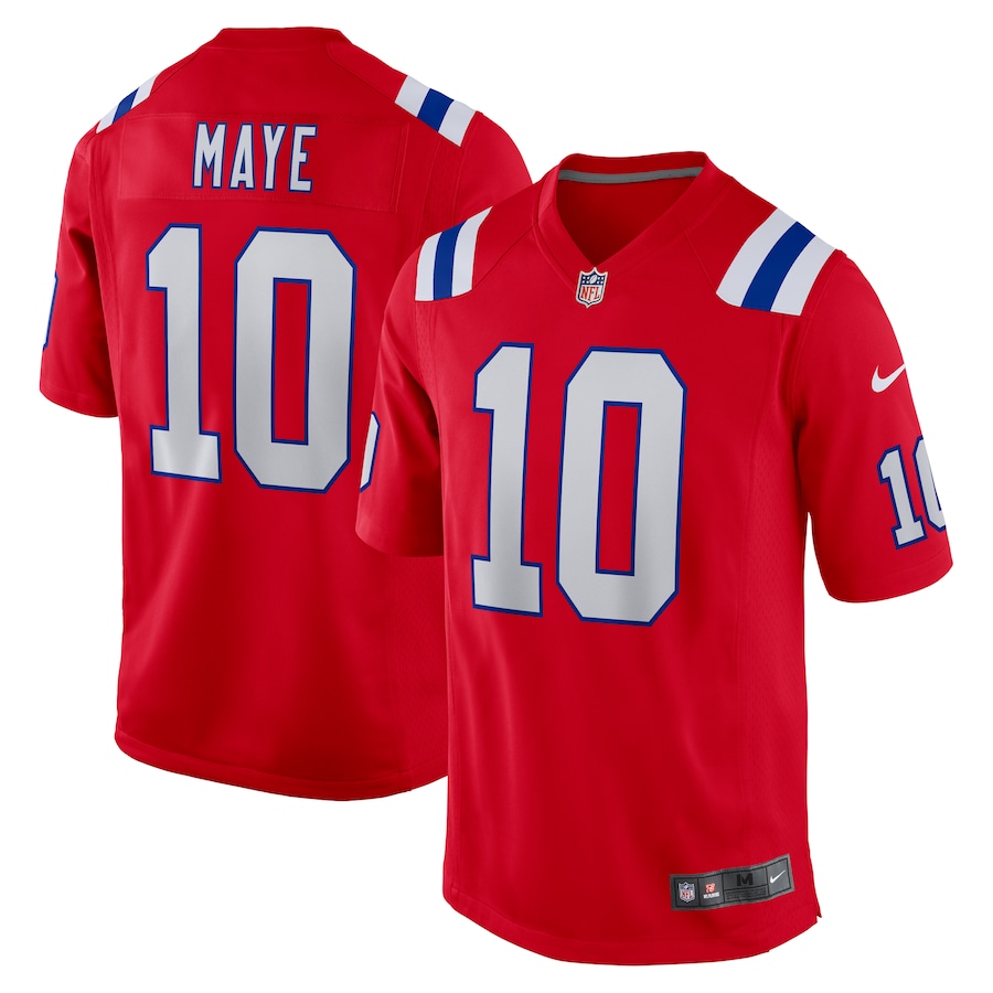 Men's New England Patriots Drake Maye Nike Red 2024 NFL Draft First Round Pick Player Game Jersey - U-jersey