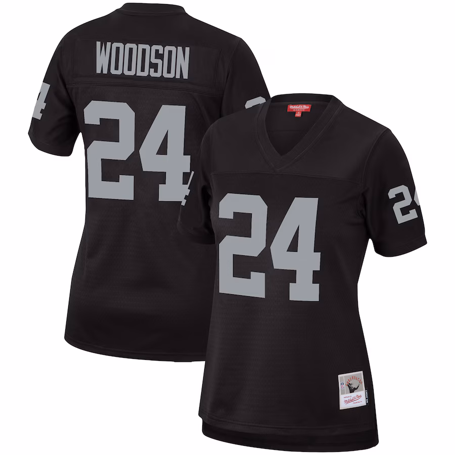 Women's Las Vegas Raiders Charles Woodson Mitchell & Ness Black Legacy Replica Team Jersey - U-jersey
