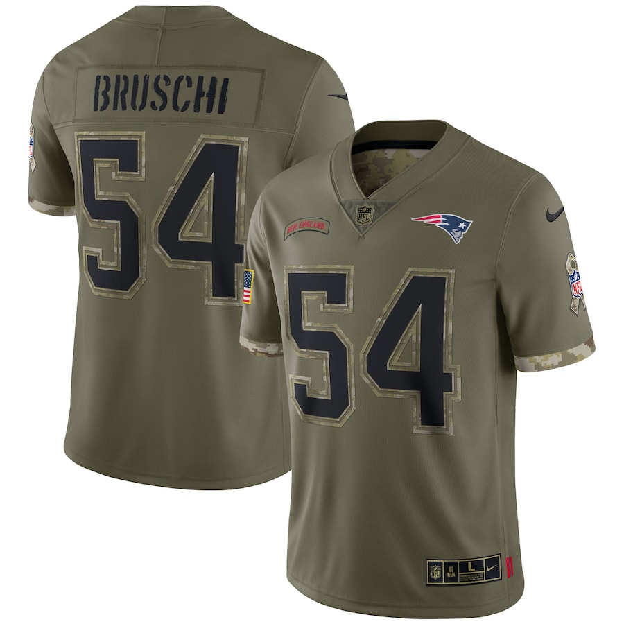 Men's New England Patriots Tedy Bruschi Nike Olive 2022 Salute To Service Retired Player Limited Jersey - U-jersey