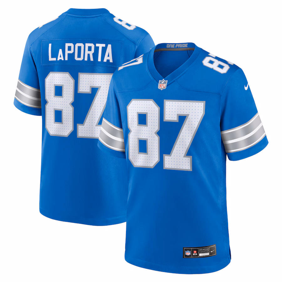 Men's Detroit Lions Sam LaPorta Nike Blue Game Jersey - U-jersey
