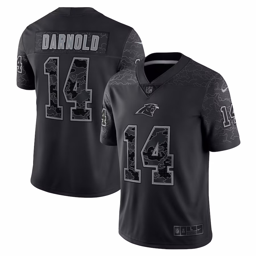Men's Carolina Panthers Sam Darnold Nike Black RFLCTV Limited Jersey - U-jersey