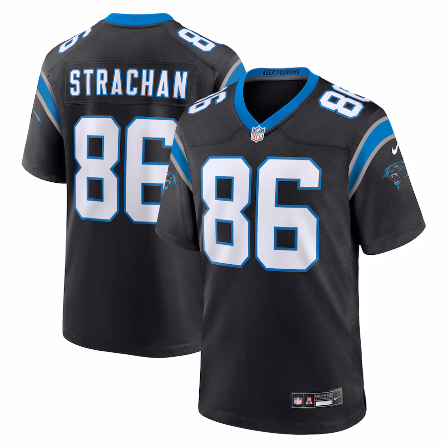 Men's Carolina Panthers Mike Strachan Nike  Black  Game Jersey - U-jersey