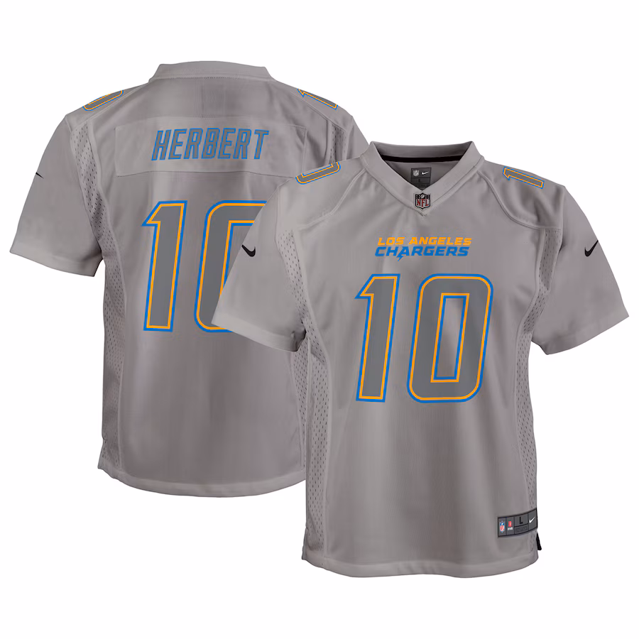 Youth Los Angeles Chargers Justin Herbert Nike Gray Atmosphere Game Jersey - U-jersey