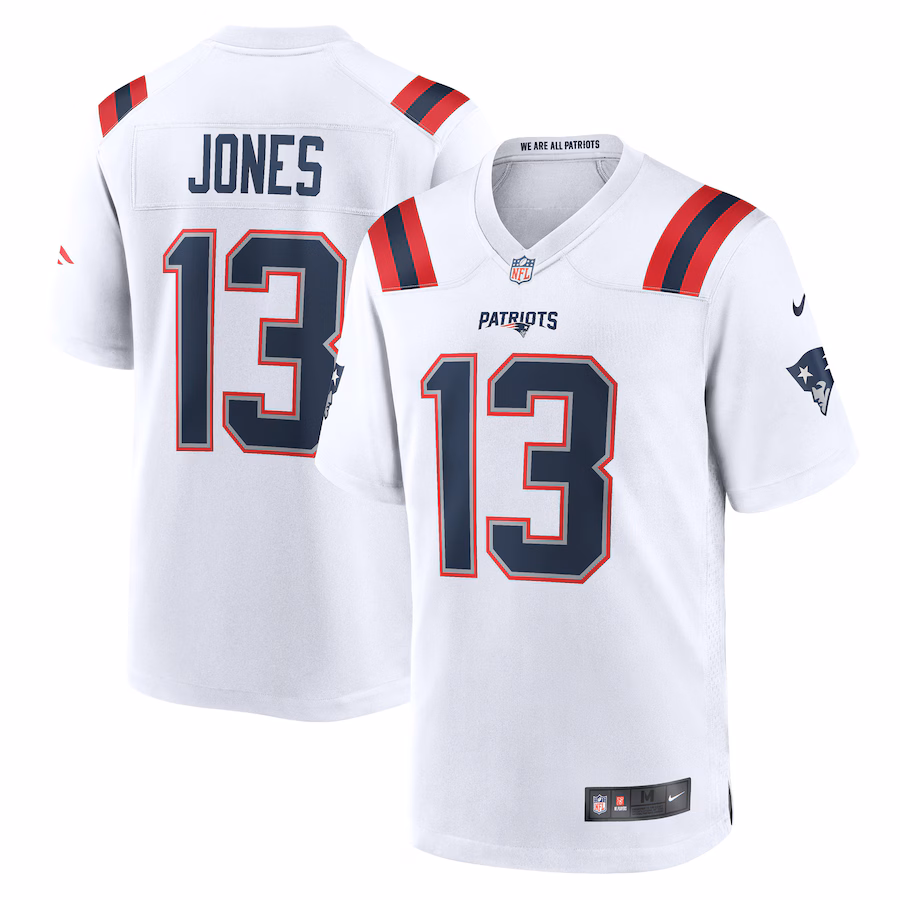 Men's New England Patriots Jack Jones Nike White Game Player Jersey - U-jersey