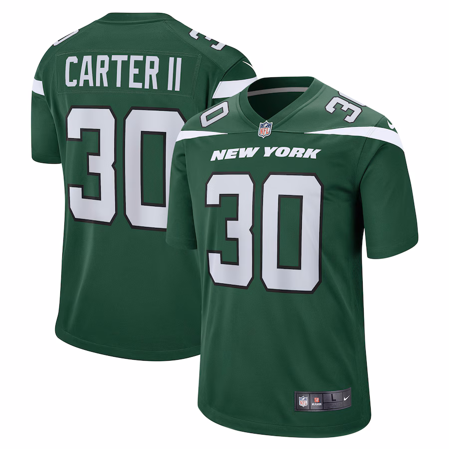 Men's New York Jets Michael Carter II Nike Gotham Green Game Jersey - U-jersey