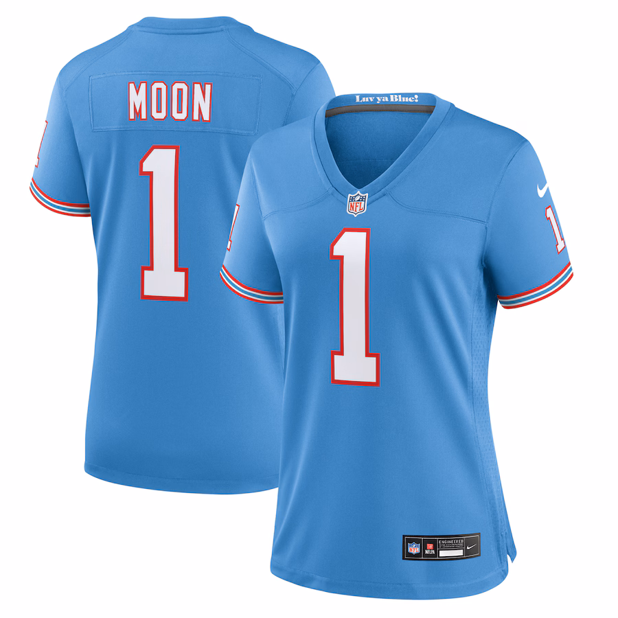 Women's Tennessee Titans Warren Moon Nike Light Blue Oilers Throwback Retired Player Game Jersey - U-jersey