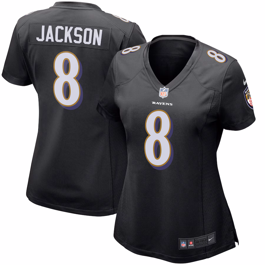 Women's Baltimore Ravens Lamar Jackson Nike Black Game Event Jersey - U-jersey