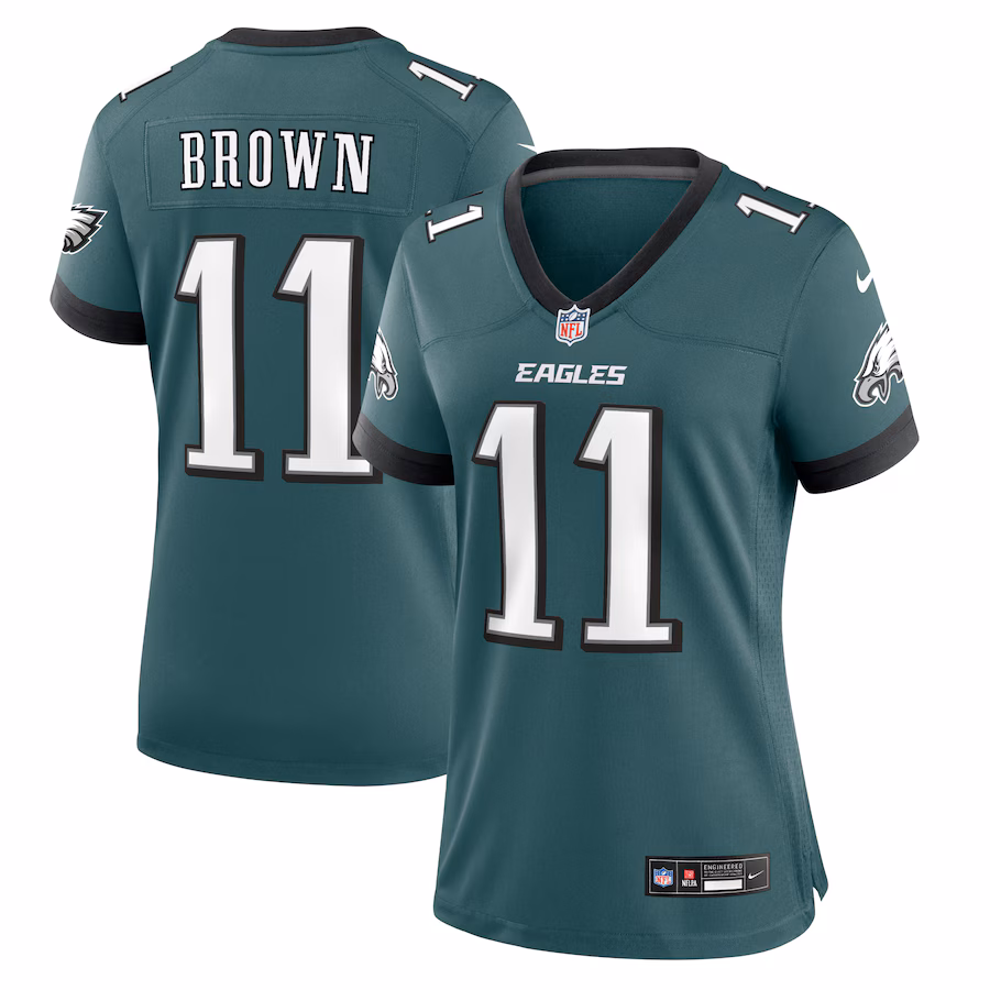 Women's Philadelphia Eagles A.J. Brown Nike Midnight Green Team Game Jersey - U-jersey