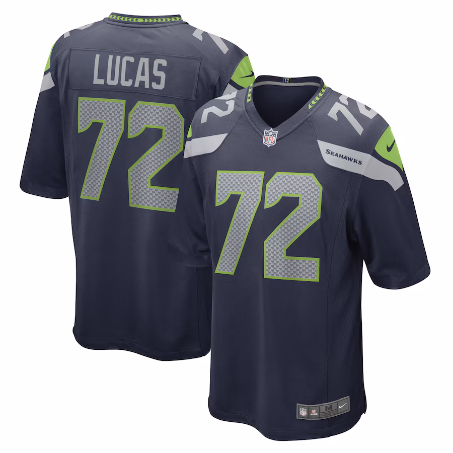 Men's Seattle Seahawks Abraham Lucas Nike College Navy Game Player Jersey - U-jersey