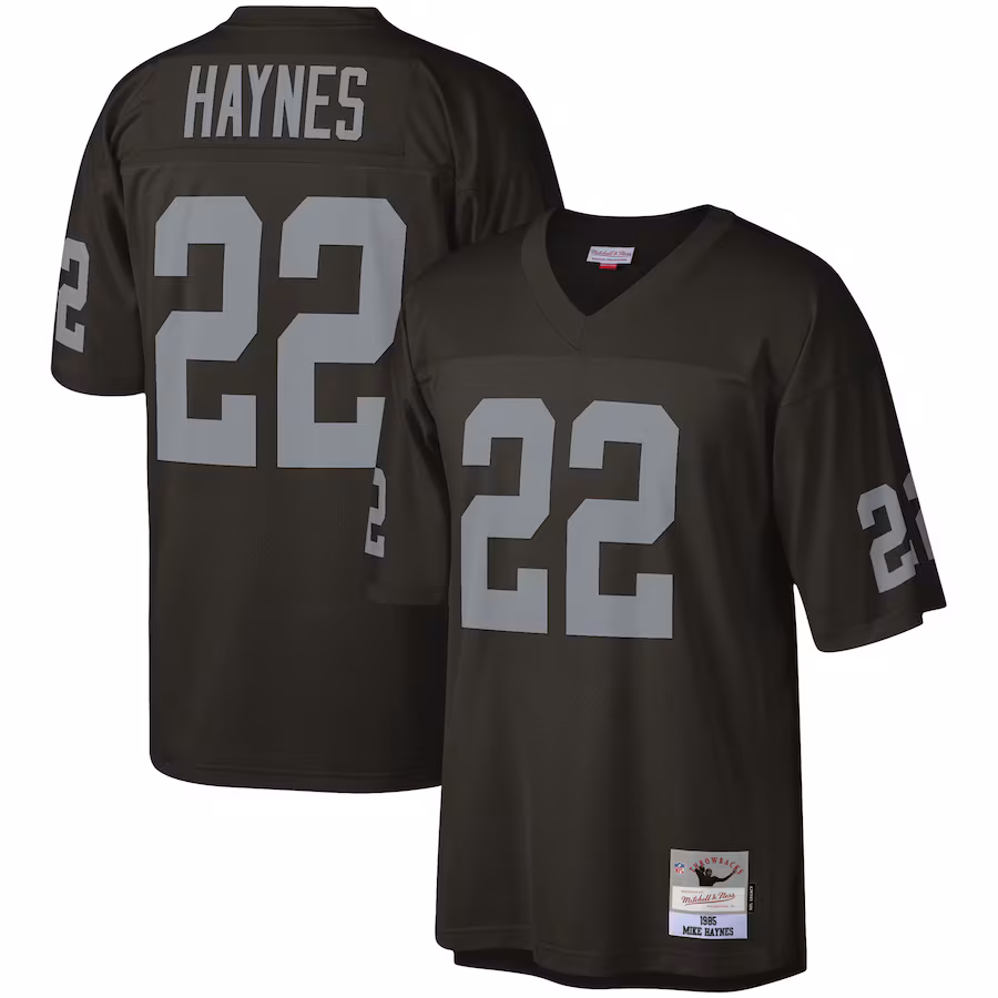 Men's Las Vegas Raiders Mike Haynes Mitchell & Ness Black Legacy Replica Jersey - U-jersey