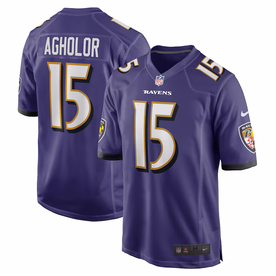Men's Baltimore Ravens Nelson Agholor Nike Purple Game Jersey - U-jersey