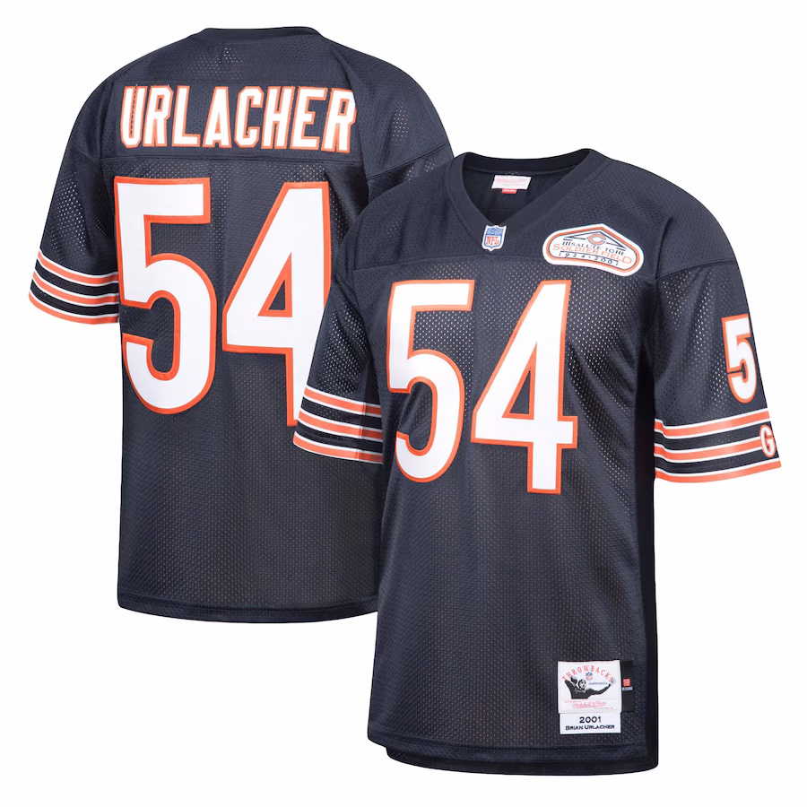 Men's Chicago Bears 2001 Brian Urlacher Mitchell & Ness Navy Authentic Throwback Retired Player Jersey - U-jersey