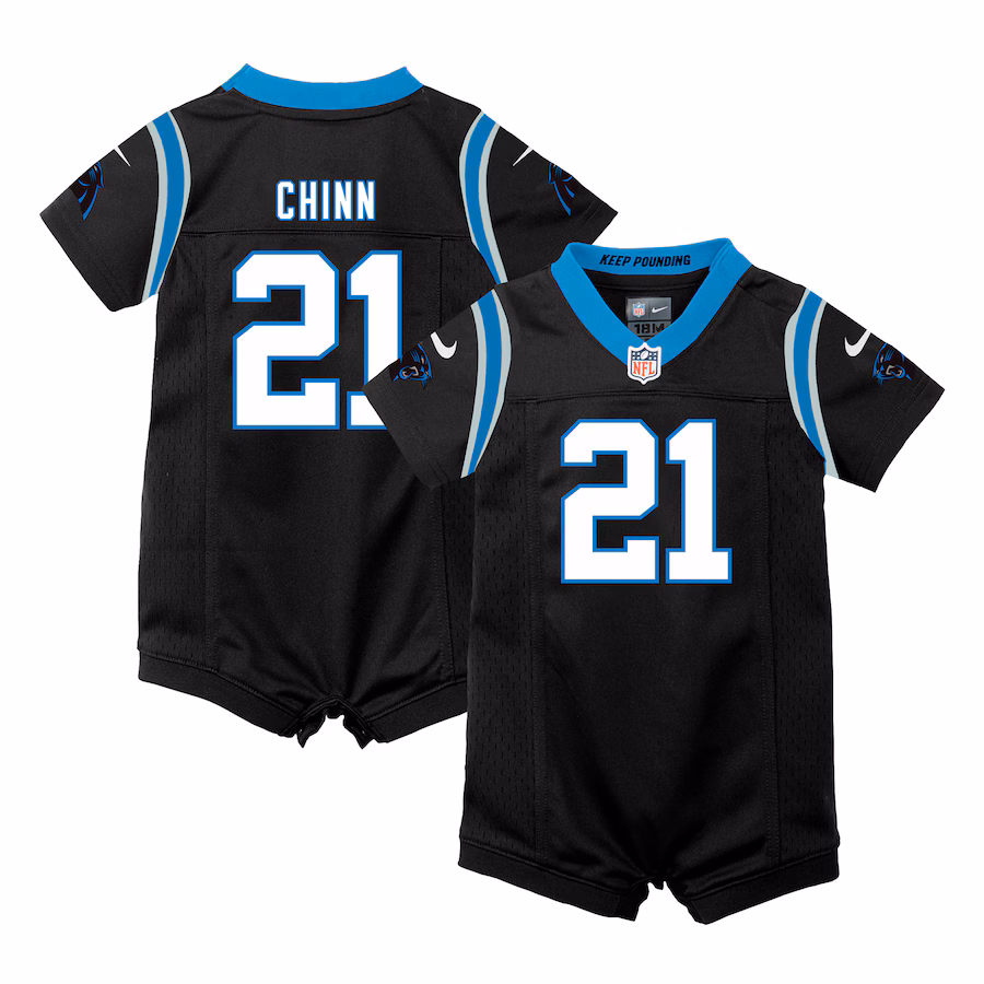 Newborn Carolina Panthers Jeremy Chinn Nike Black Romper Game Jersey - U-jersey
