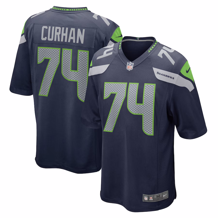 Men's Seattle Seahawks Jake Curhan Nike College Navy Game Jersey - U-jersey