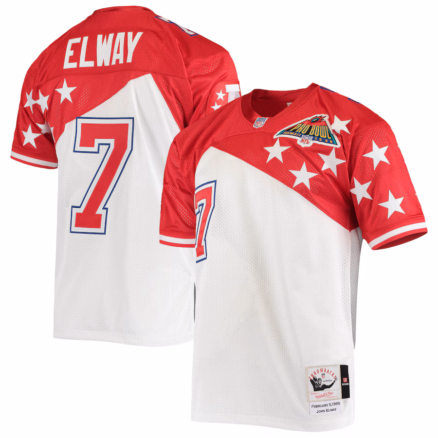 Men's AFC John Elway Mitchell & Ness White/Red 1995 Pro Bowl Authentic Jersey - U-jersey