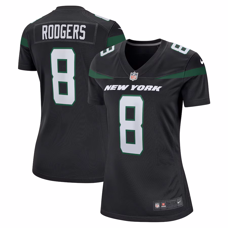 Women's New York Jets Aaron Rodgers Nike Black Player Jersey - U-jersey