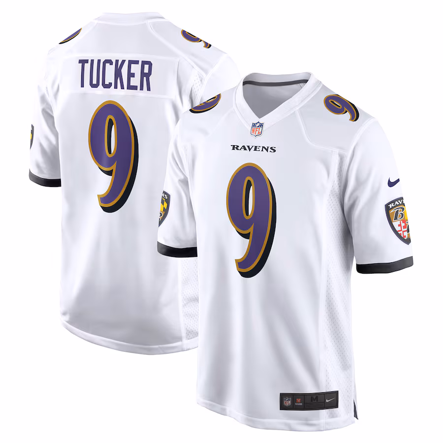 Men's Baltimore Ravens Justin Tucker Nike White Game Jersey - U-jersey