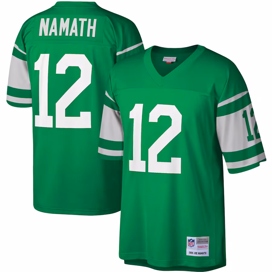 Men's New York Jets Joe Namath Mitchell & Ness Kelly Green Legacy Replica Jersey - U-jersey