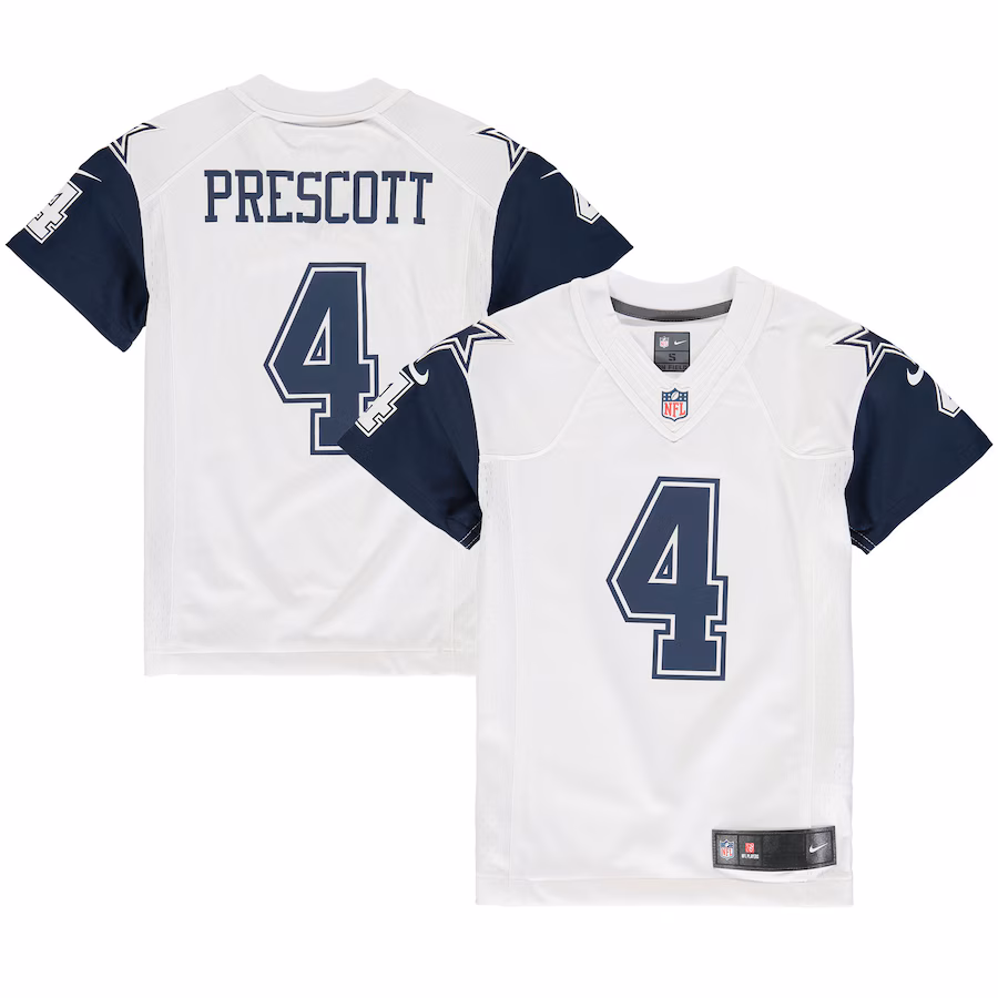 Youth Dallas Cowboys Dak Prescott Nike White Color Rush Game Jersey - U-jersey